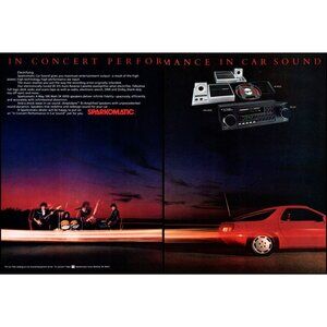 1984 Sparkomatic Car Stereo 2 Page Vintage Print Ad Porsche 928 80s Wall Art